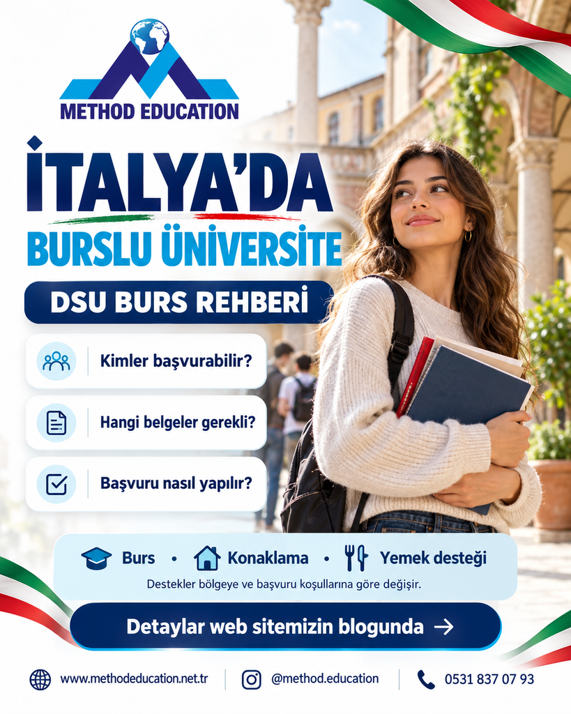 İtalya DSU bursu ile burslu üniversite eğitimi için başvuru şartları ve gerekli belgeler
